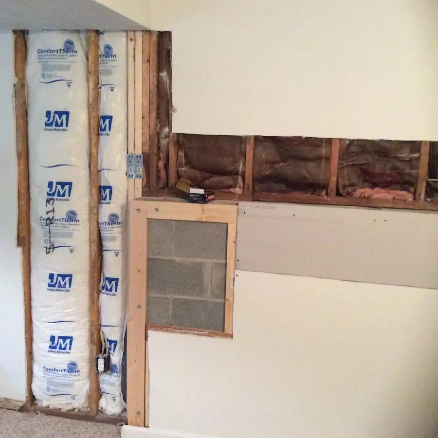 Wall insulation replacement during Basement Flood Cleanup in Good Hope